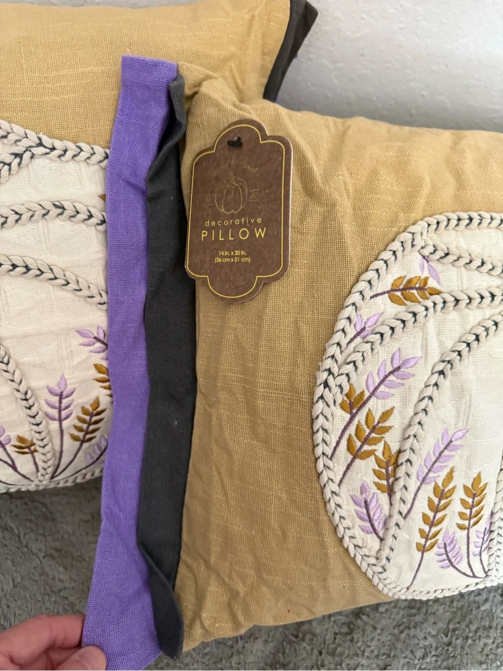 Decorative Mustard Pumpkin Embroidered Throw Pillow’s - Brand: Harvest Home.